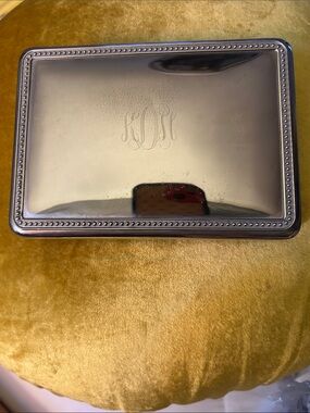 Silver Rectangular Trinket Box something engraved. Bought at estate sale